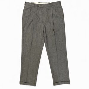 VTG Tommy Hilfiger Mens 40X32 Wool Pleated Cuffed Gray Chino Pants Trousers 90s